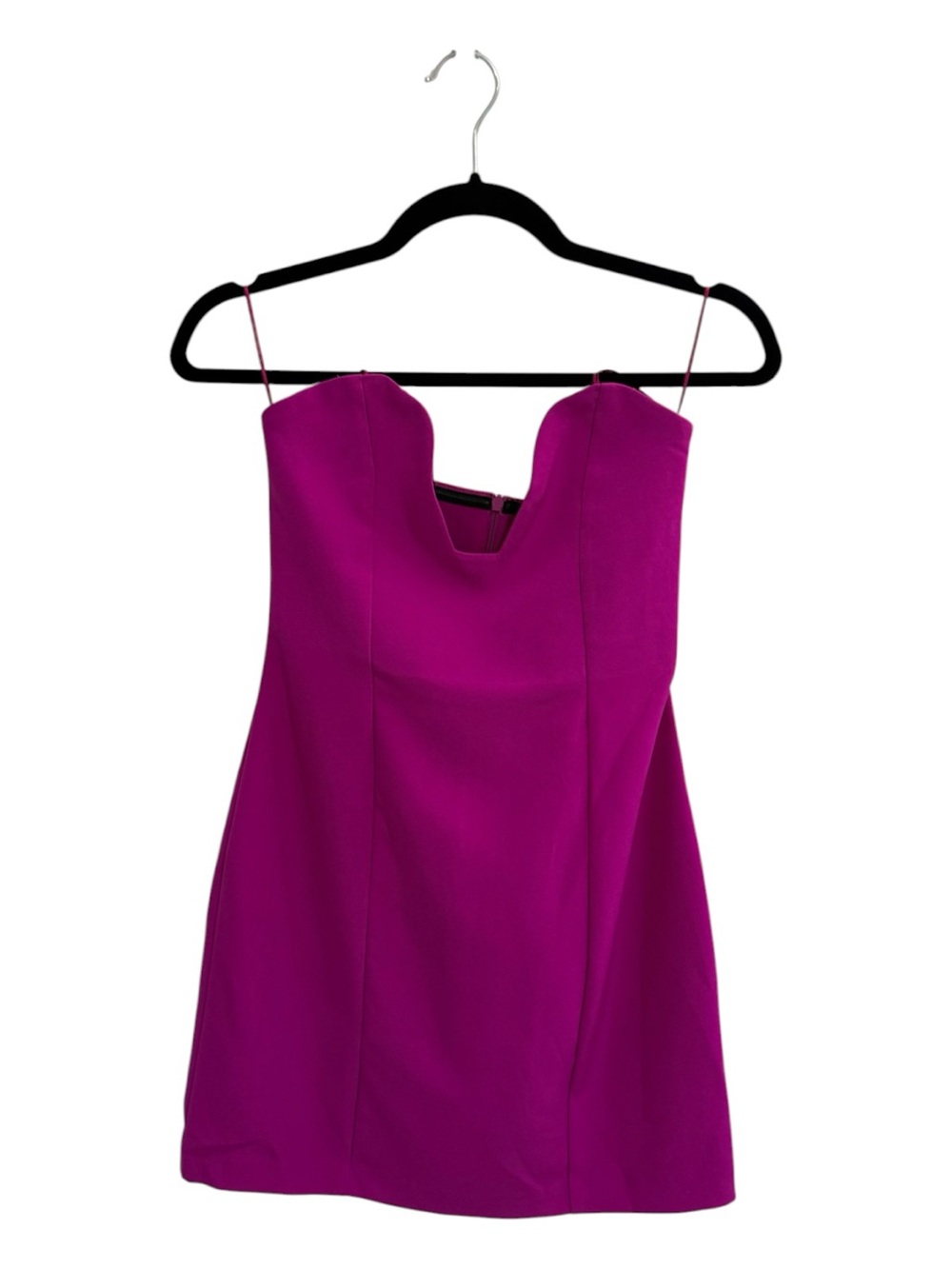 Zara Strapless Plunge Neck Fuchsia Sheath Dress